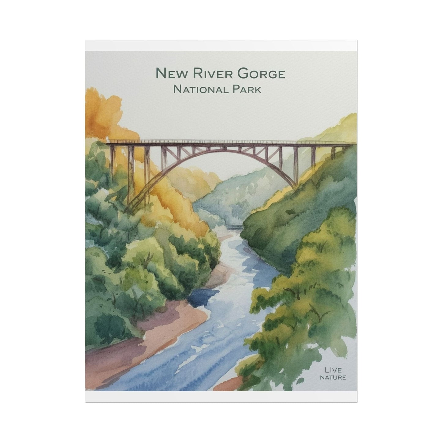 New River Gorge Bridge Watercolor Art Print