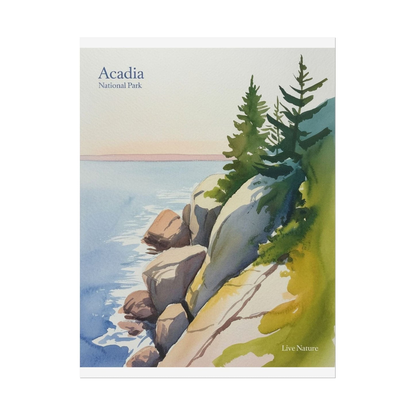 Acadia National Park Coastal Watercolor Art Print