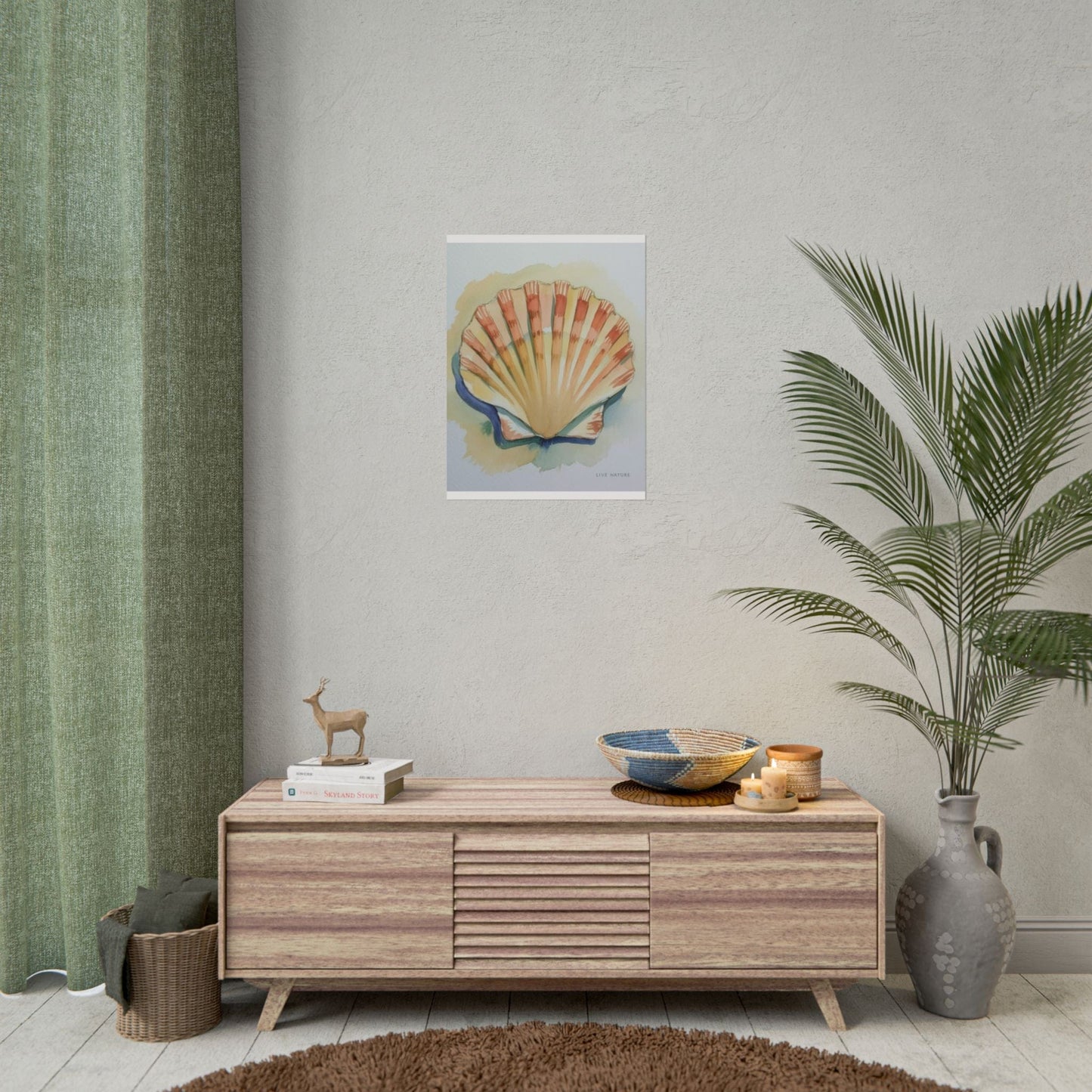 Clam Shell Watercolor Art Print 'Live Nature