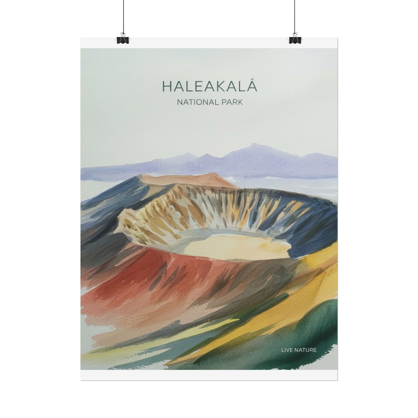 Haleakalā National Park Crater Watercolor Poster