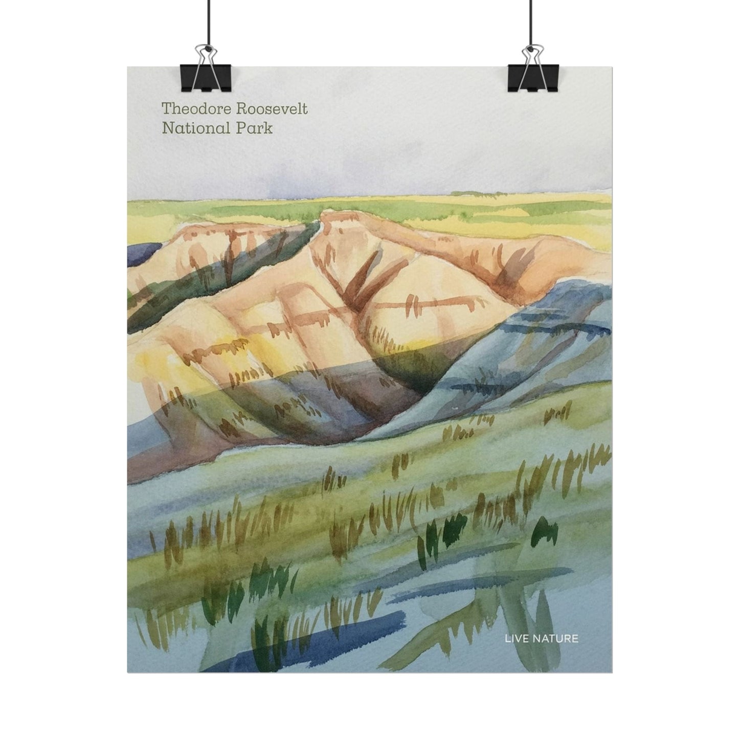 Theodore Roosevelt National Park Watercolor Poster Print