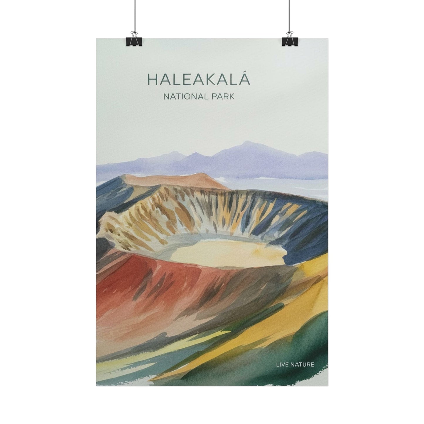 Haleakalā National Park Crater Watercolor Poster
