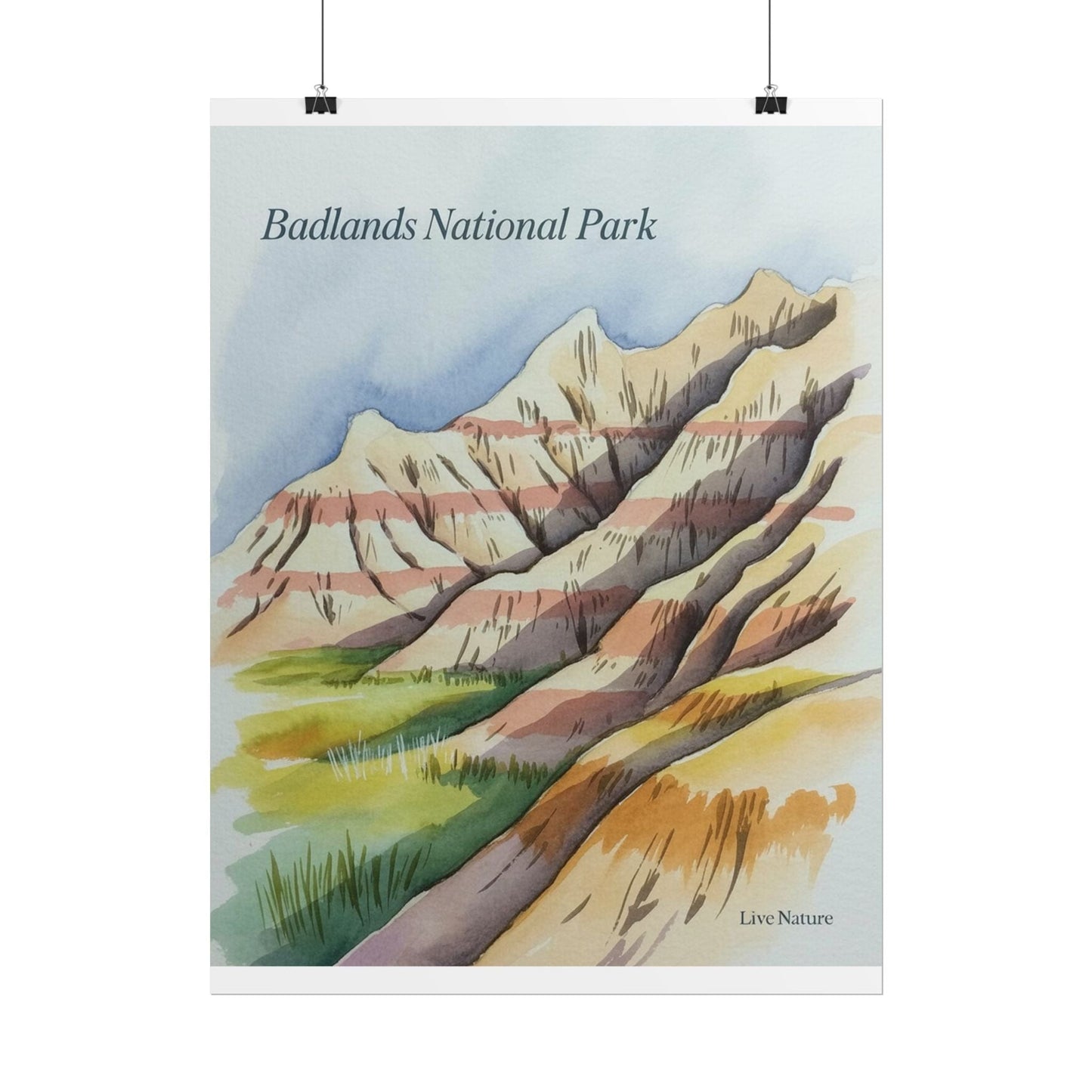 Badlands National Park Watercolor Art Print