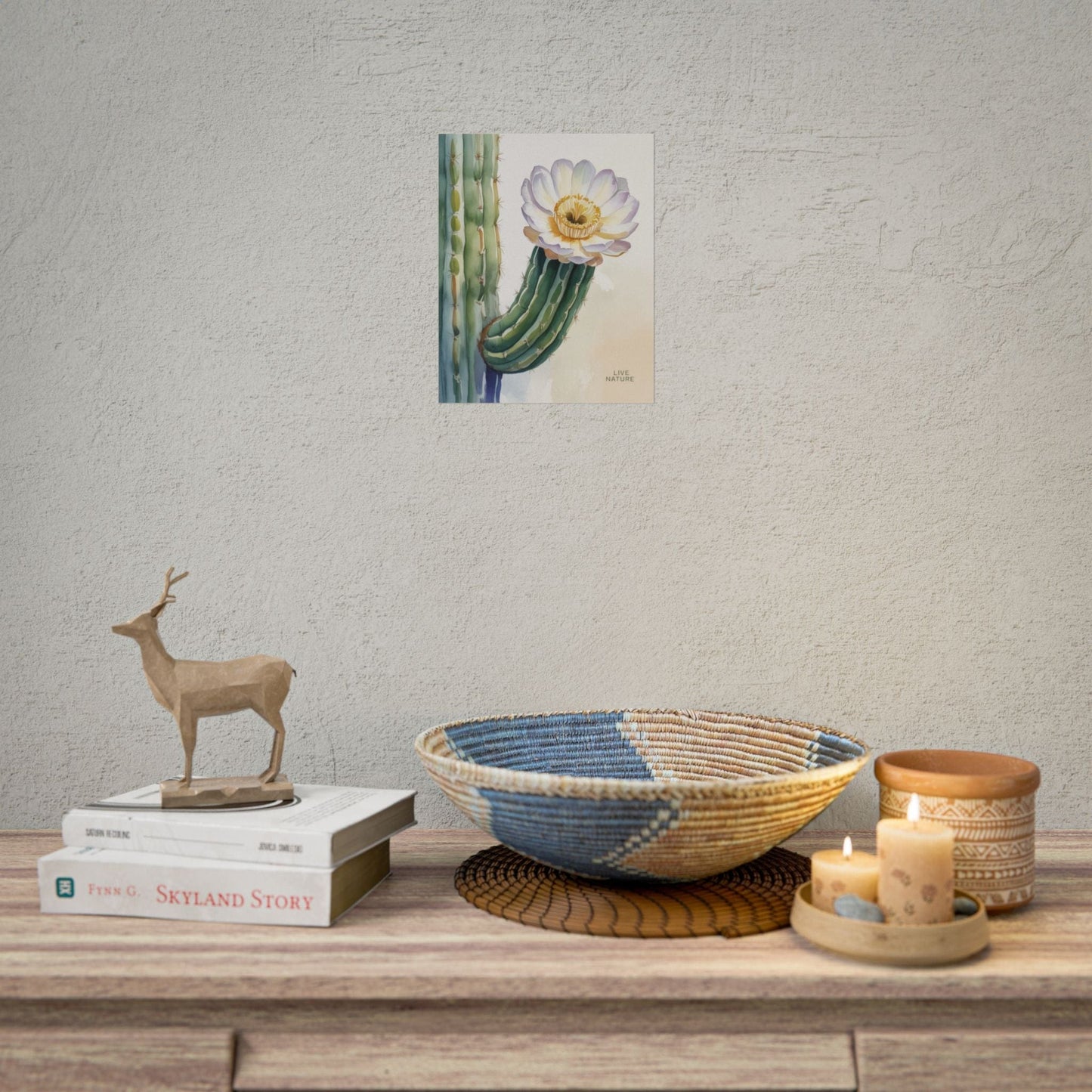 Saguaro Cactus Bloom Watercolor Art Print 'Live Nature