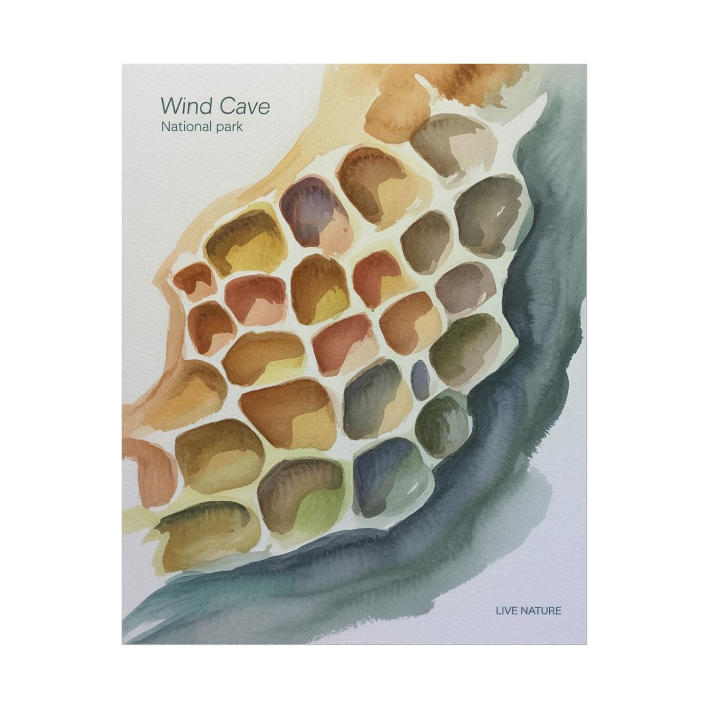 Wind Cave National Park Watercolor Poster Print