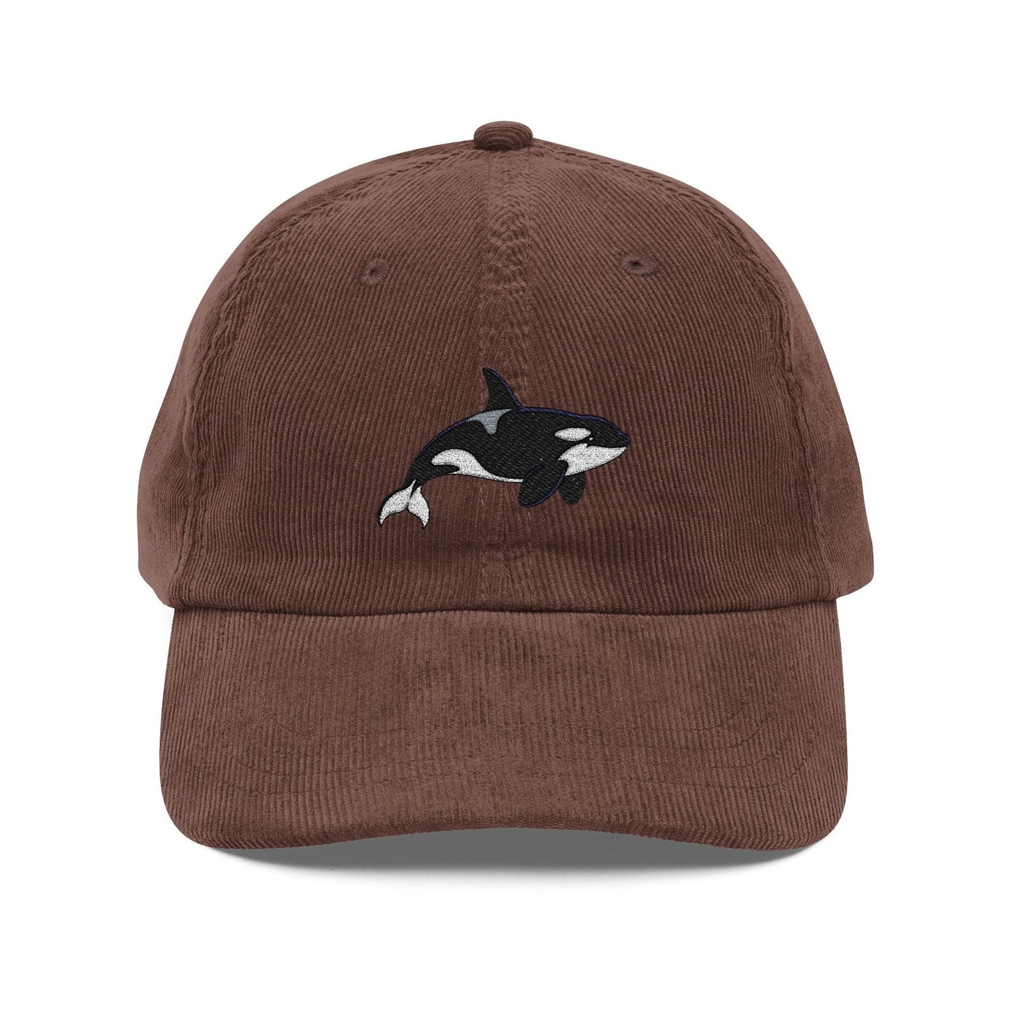 Orca Embroidered Navy Corduroy Baseball Cap
