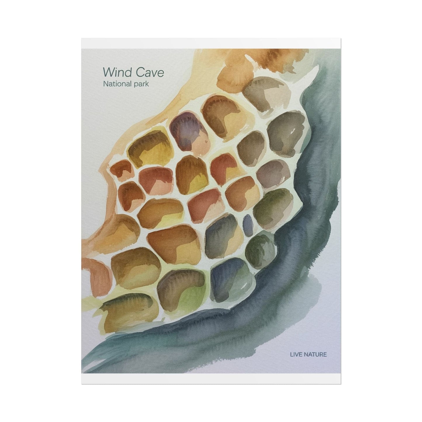 Wind Cave National Park Watercolor Poster Print