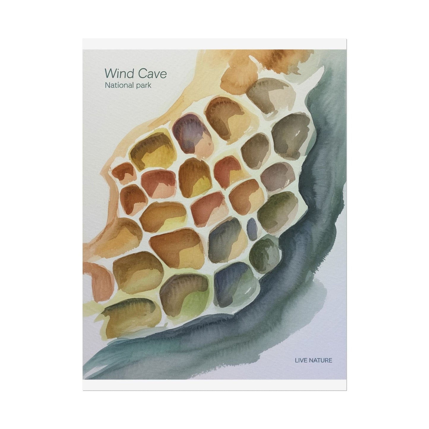 Wind Cave National Park Watercolor Poster Print