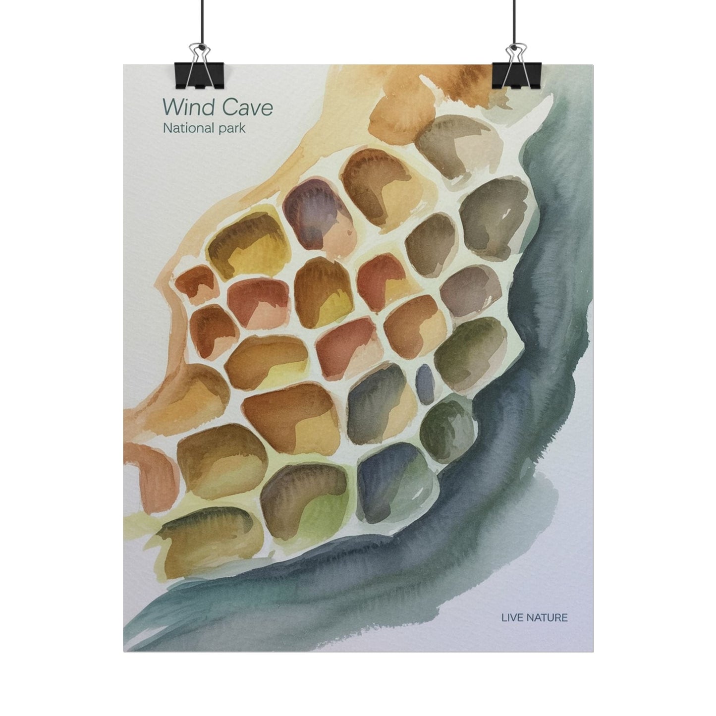 Wind Cave National Park Watercolor Poster Print