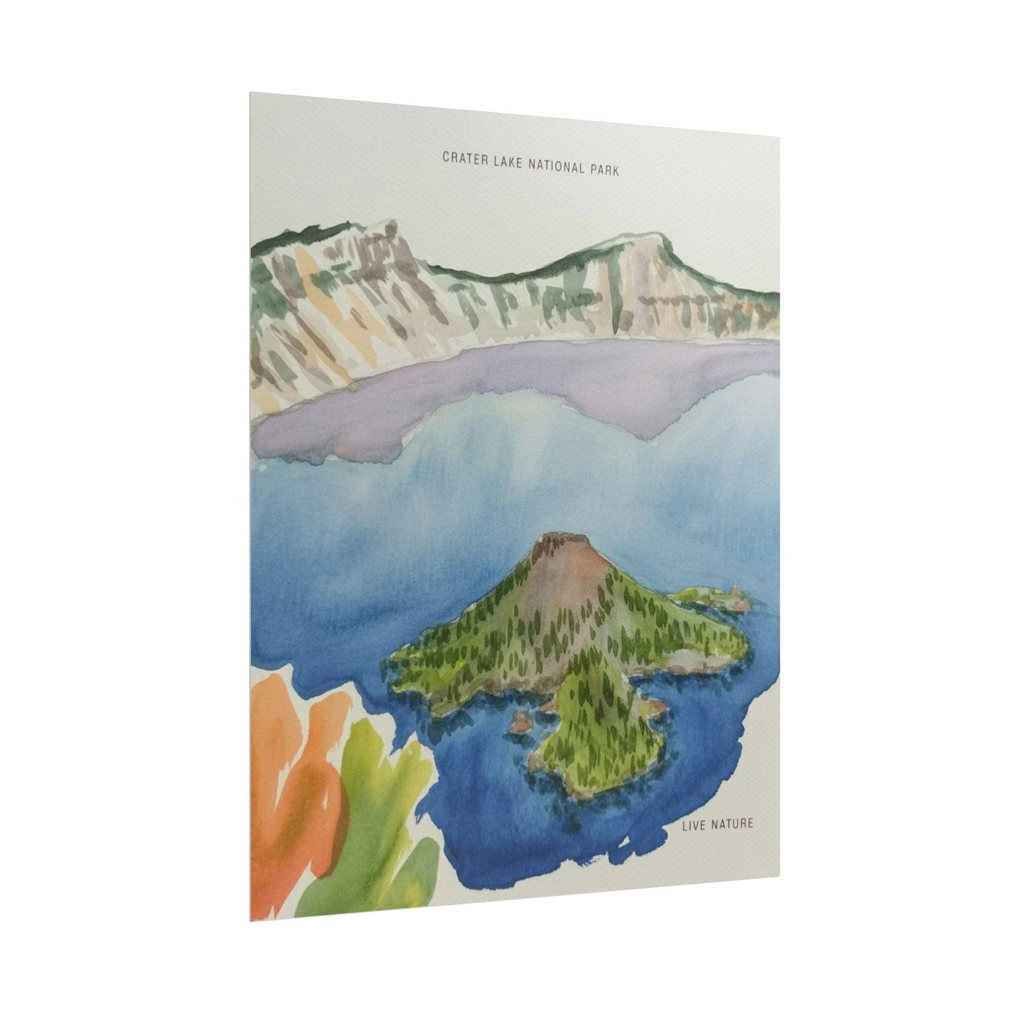 Crater Lake National Park Watercolor Art Print
