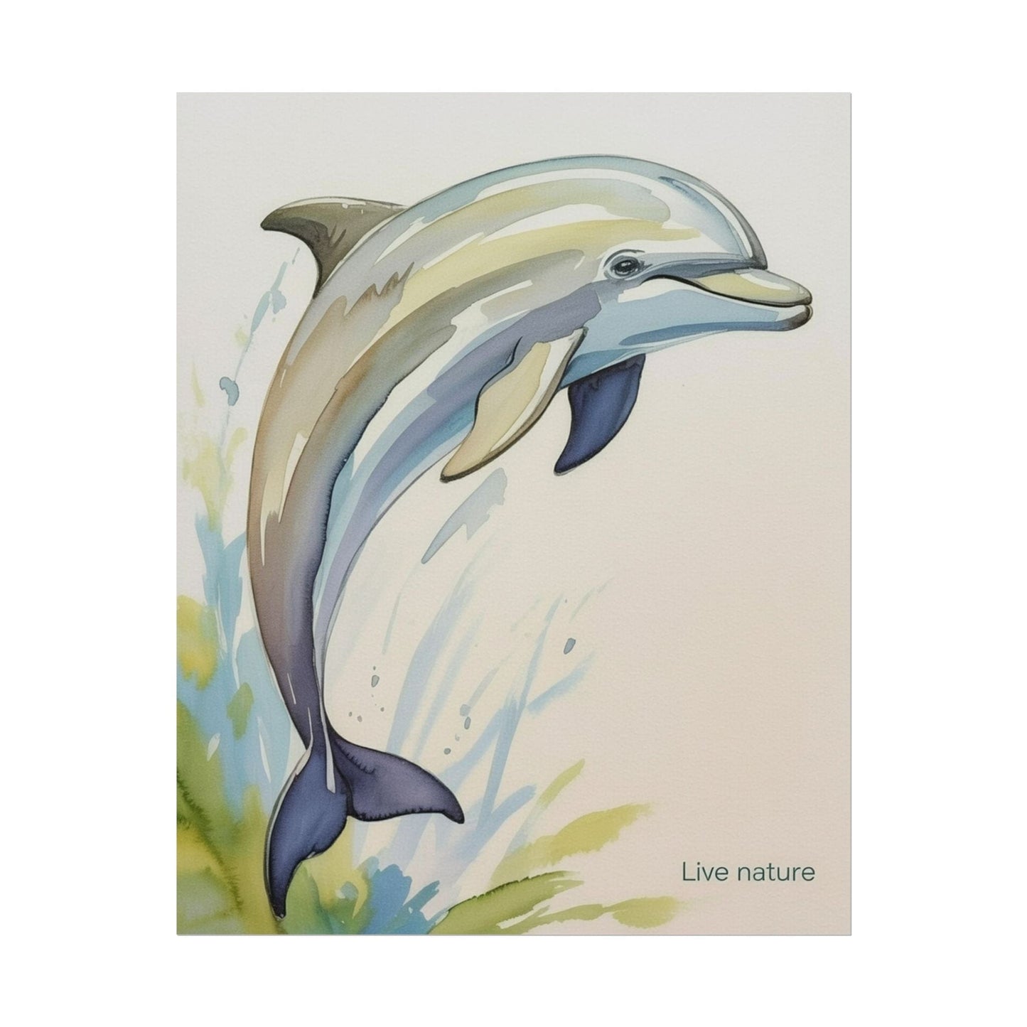 Dolphin Watercolor Art Print - Live Nature Design