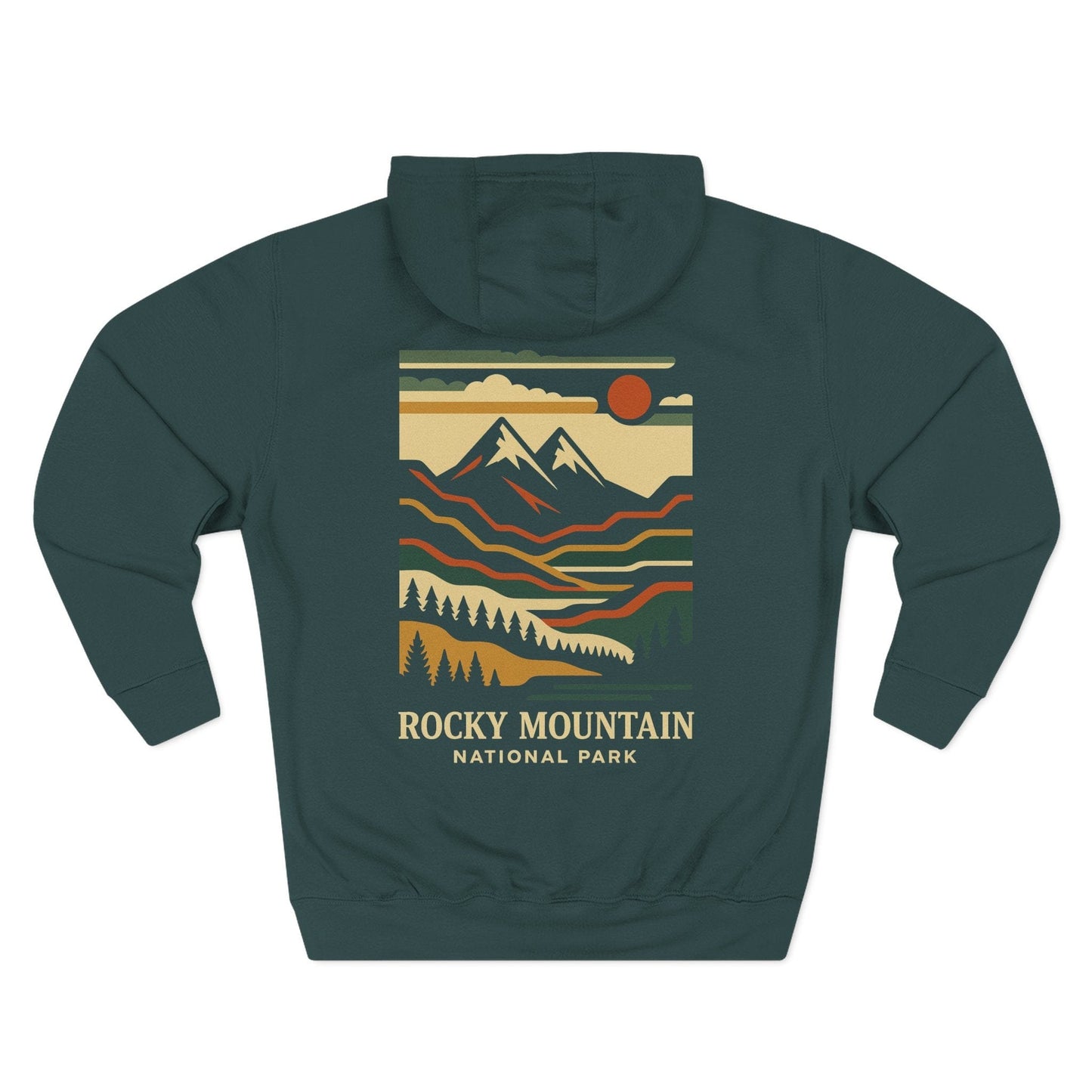 Three-Panel Fleece Hoodie - rocky mountain (Front+Back) - Three-Panel Fleece Hoodie