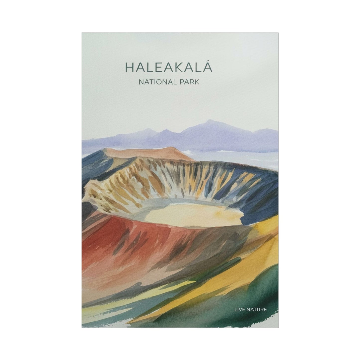 Haleakalā National Park Crater Watercolor Poster
