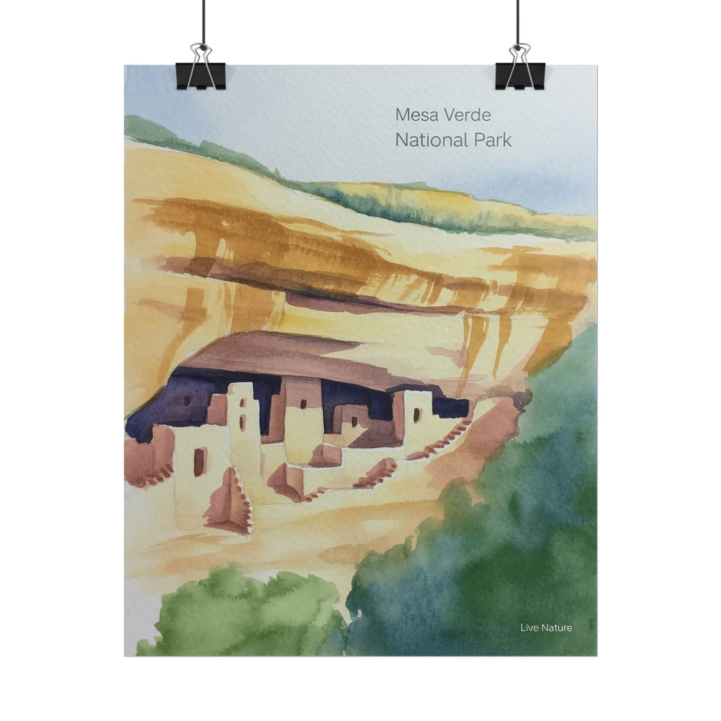 Mesa Verde National Park Cliff Dwellings Watercolor Poster