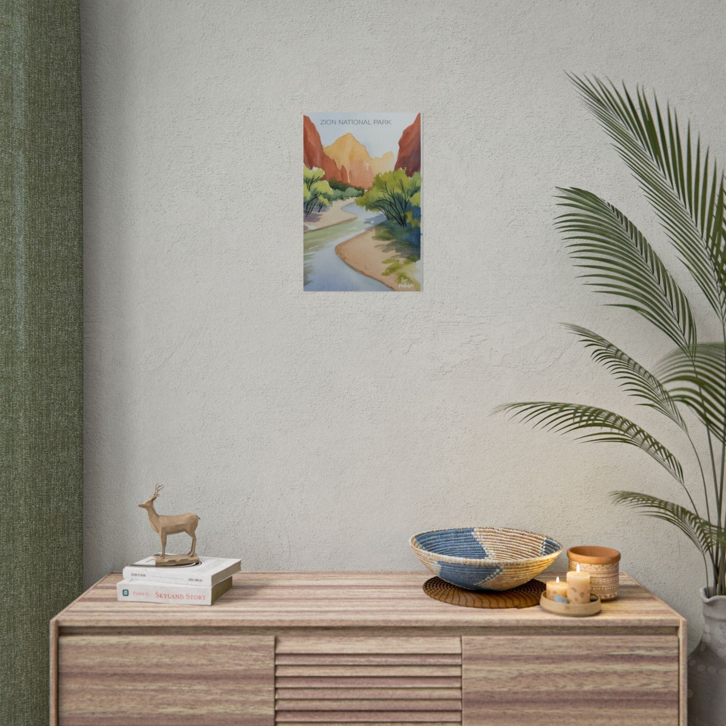 Zion National Park Watercolor Print - Serene River View
