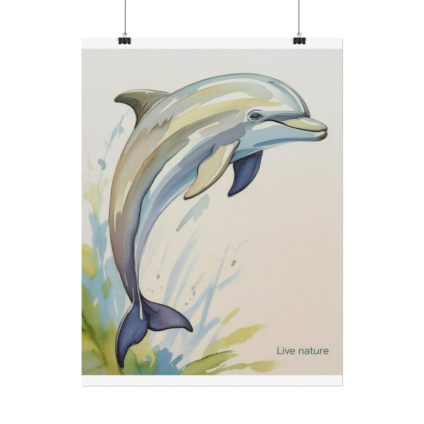 Dolphin Watercolor Art Print - Live Nature Design