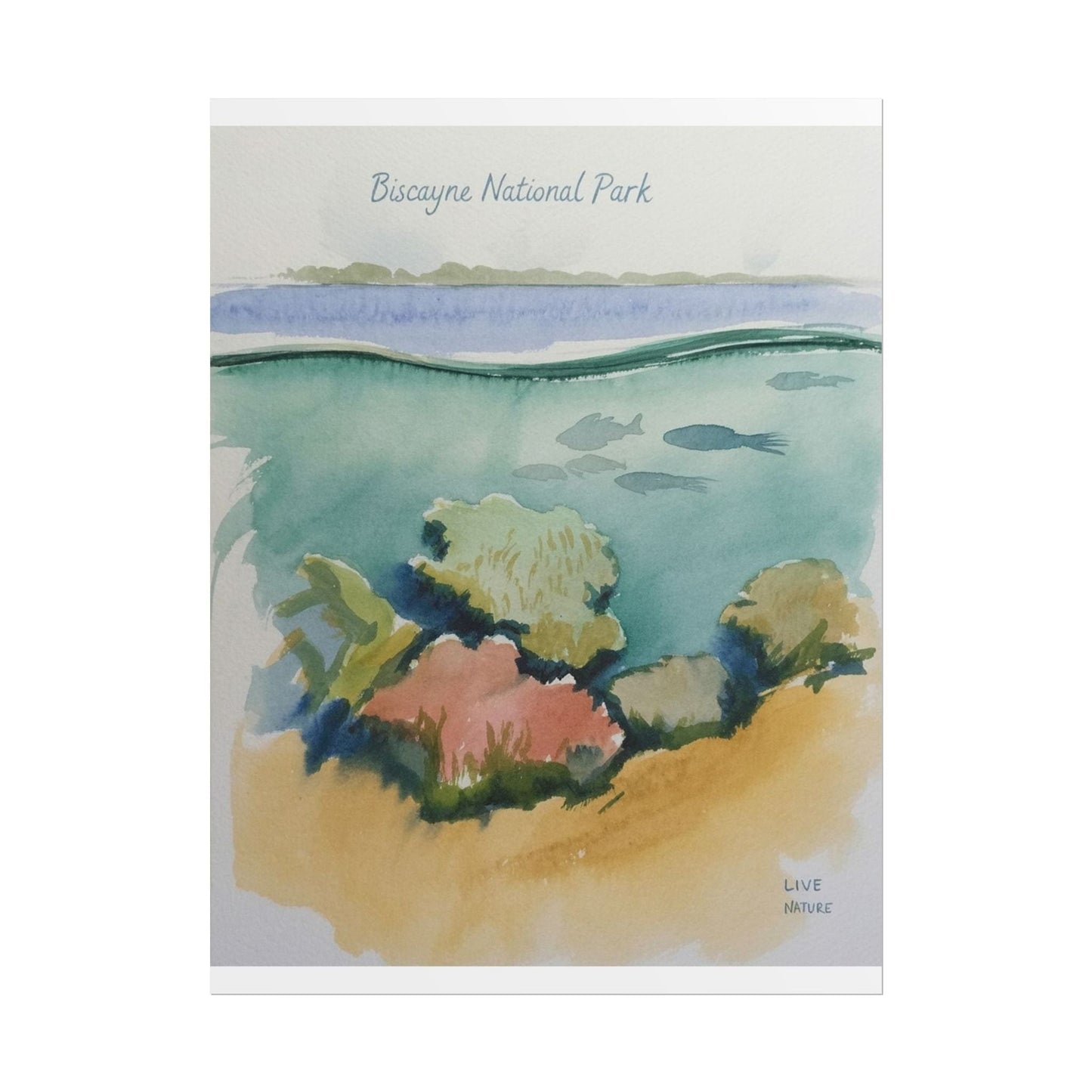 Biscayne National Park Underwater Watercolor Print