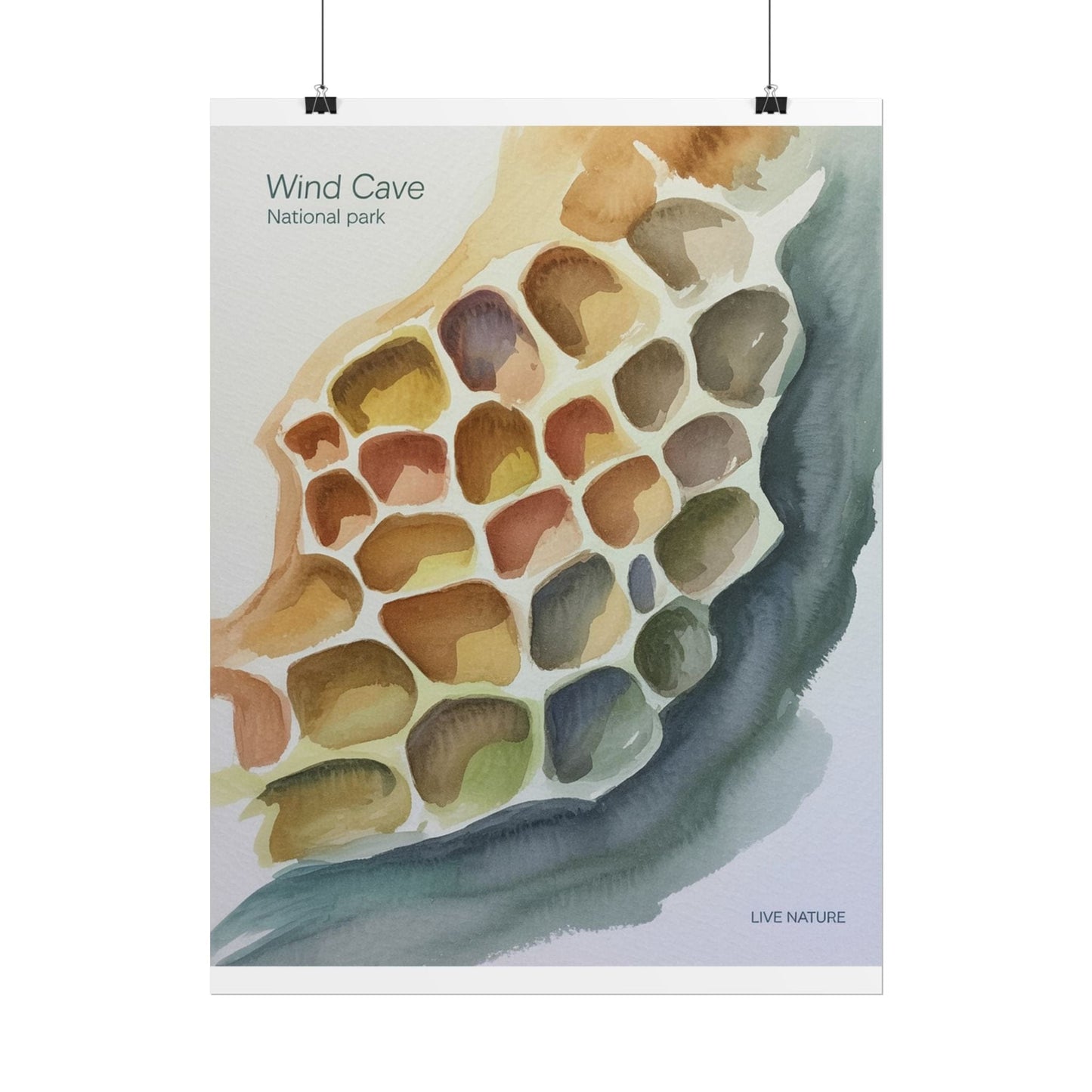 Wind Cave National Park Watercolor Poster Print