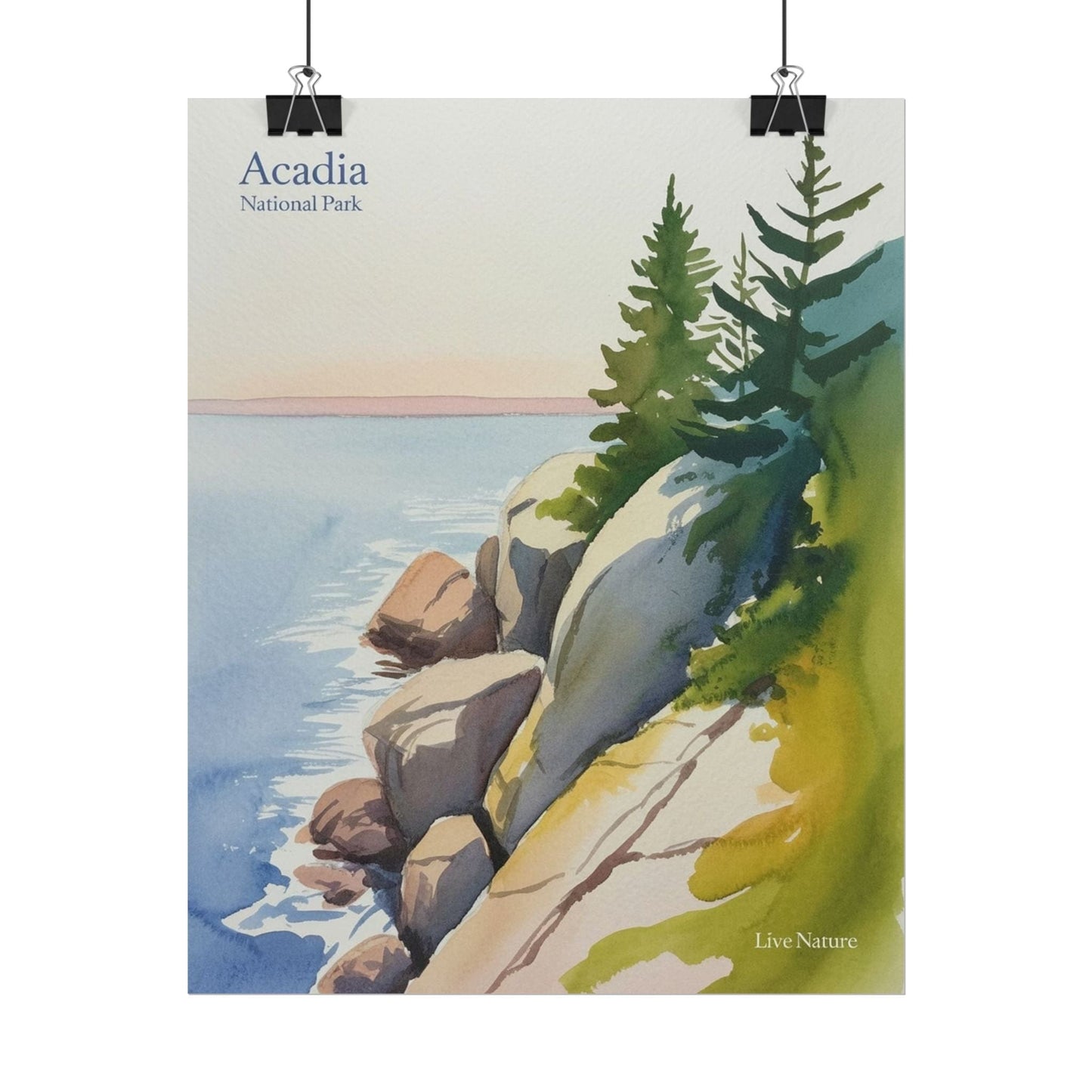Acadia National Park Coastal Watercolor Art Print