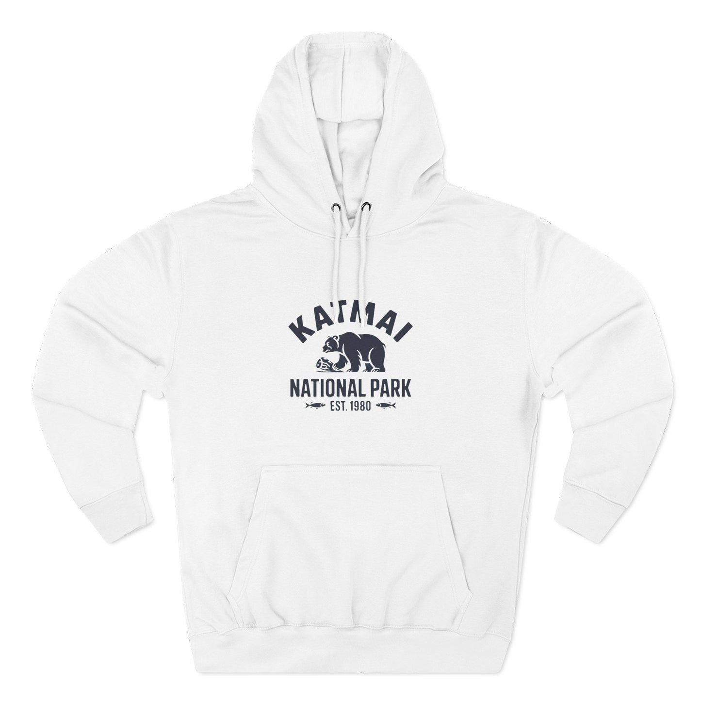 Katmai National Park Bear Graphic Fleece Hoodie White