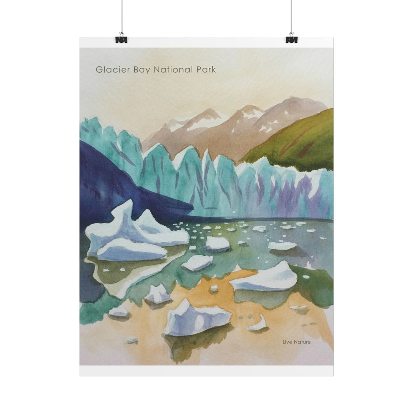 Glacier Bay National Park Watercolor Art Poster