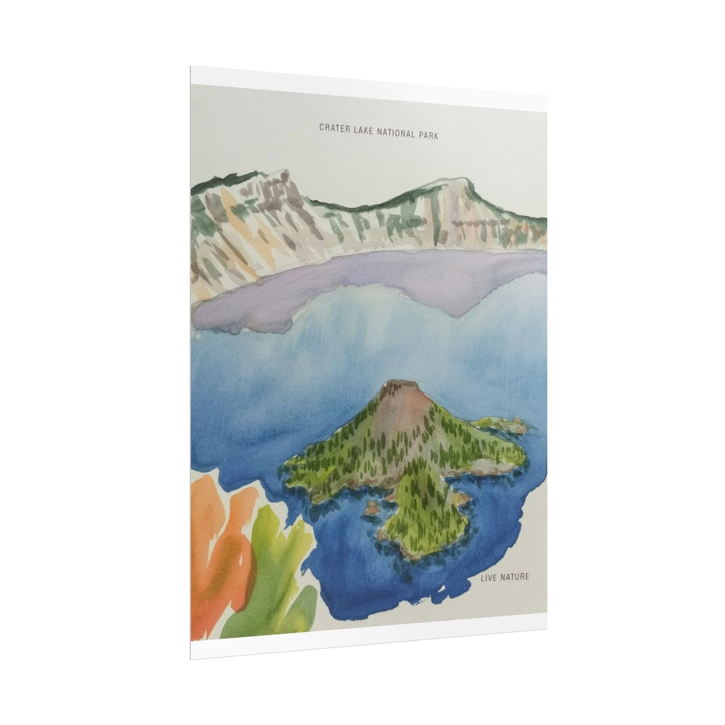 Crater Lake National Park Watercolor Art Print