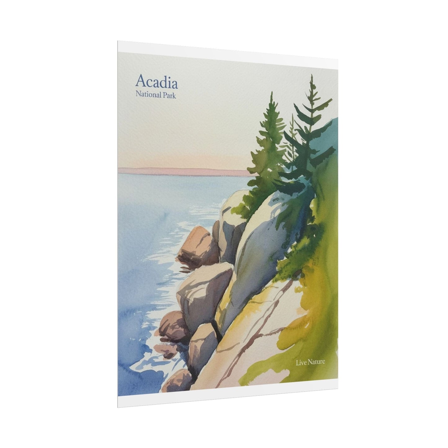 Acadia National Park Coastal Watercolor Art Print