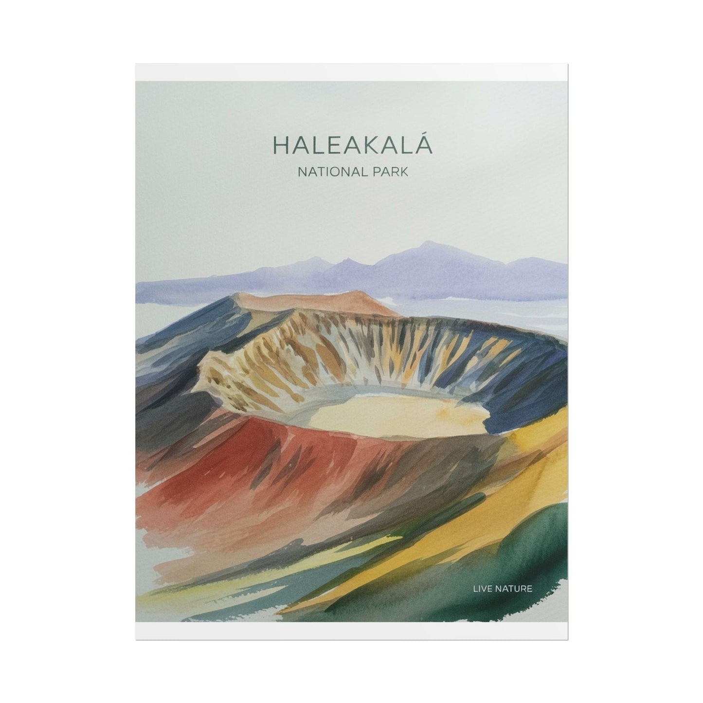 Haleakalā National Park Crater Watercolor Poster