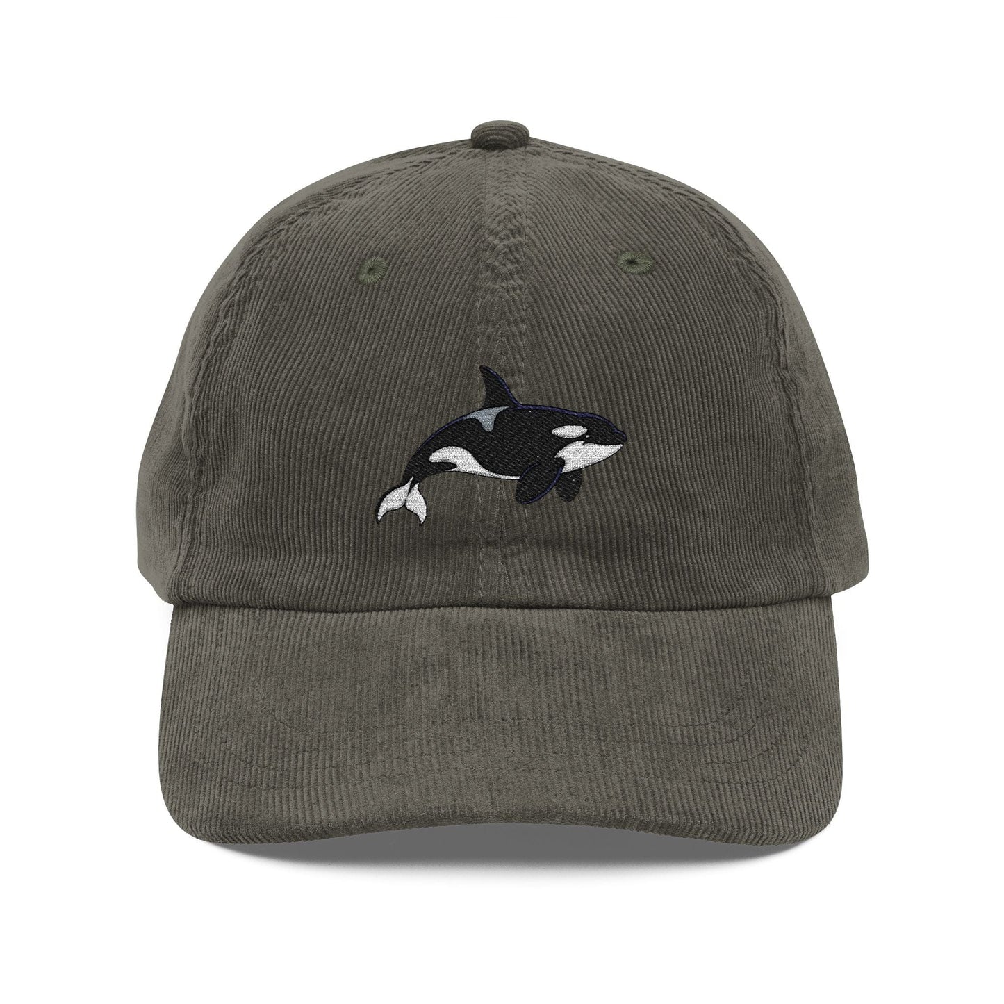 Orca Embroidered Navy Corduroy Baseball Cap