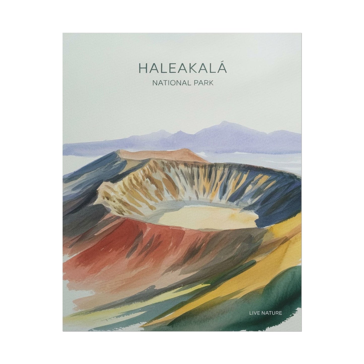 Haleakalā National Park Crater Watercolor Poster
