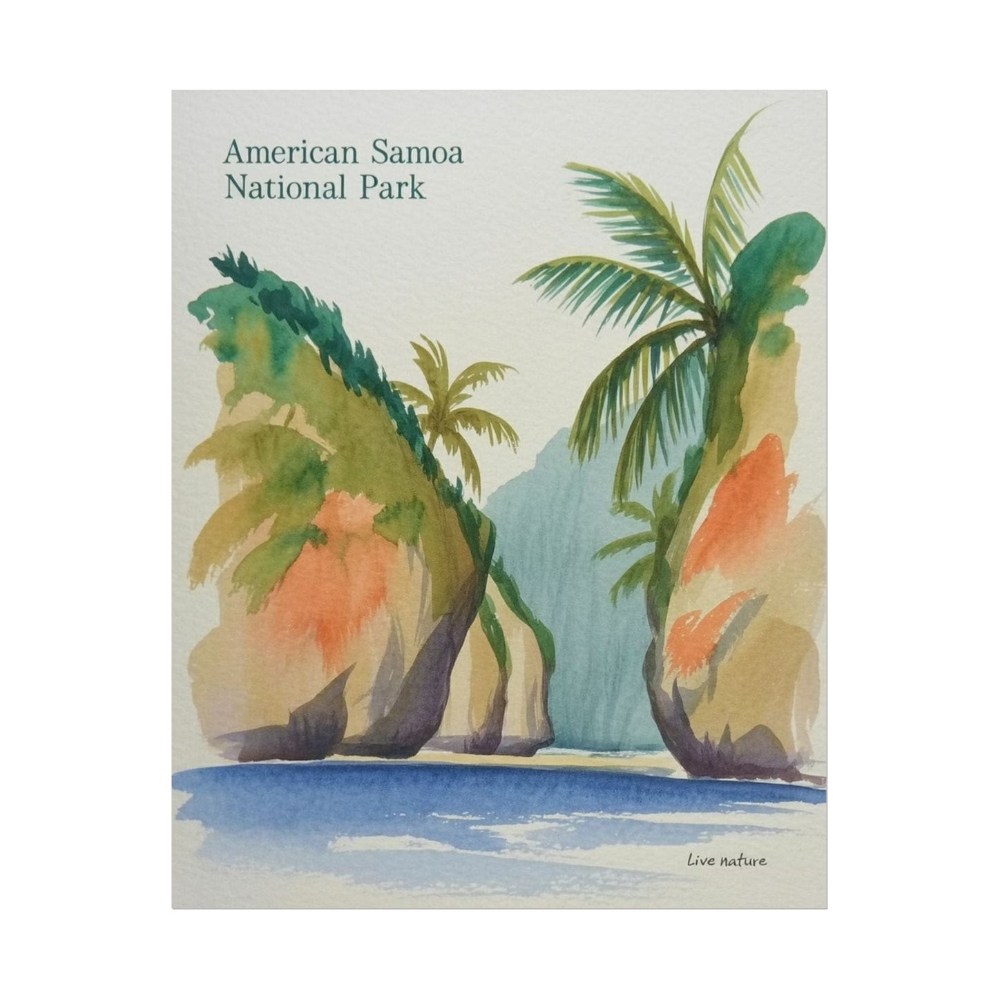 American Samoa National Park Watercolor Poster Print