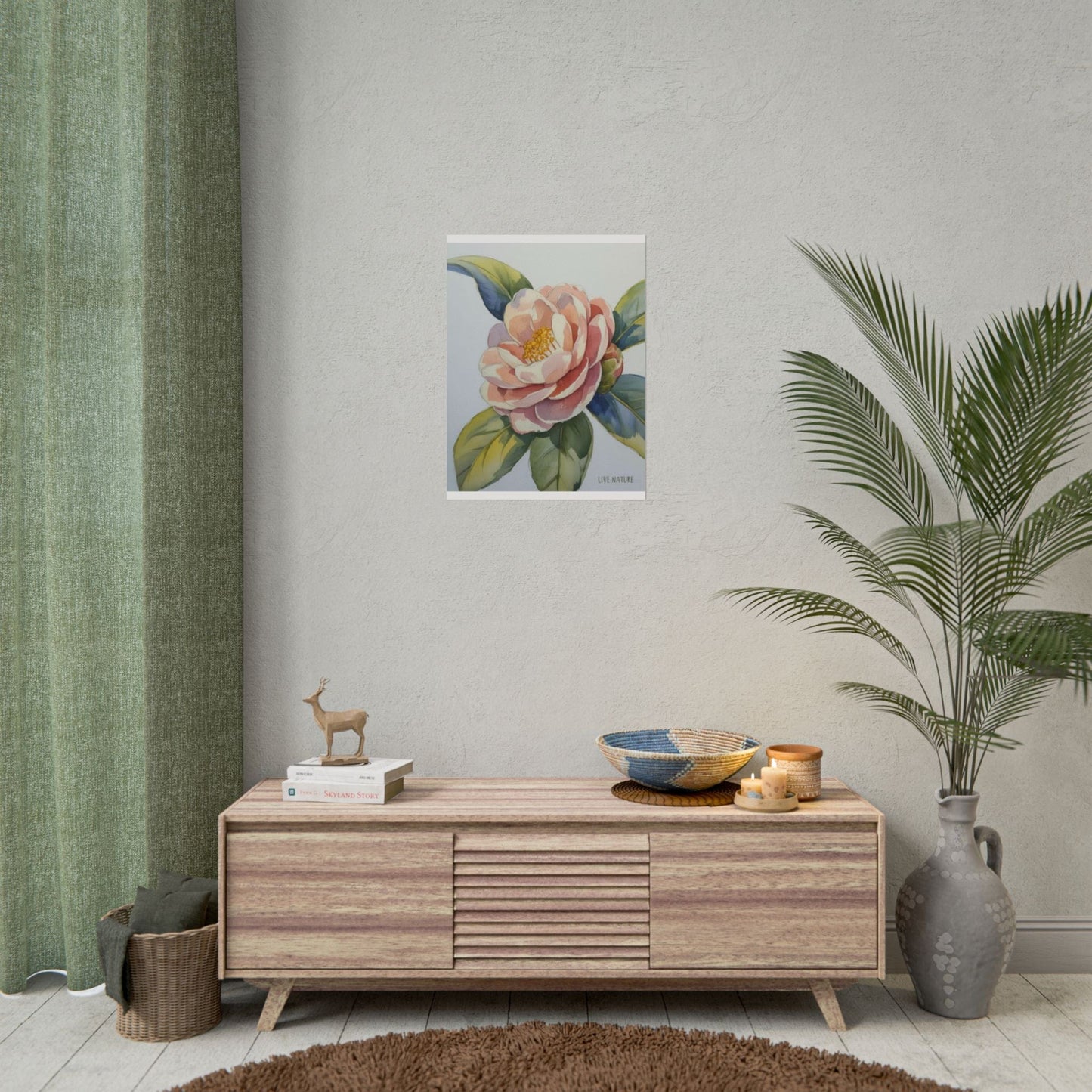 Camellia Flower Watercolor Art Print 'Live Nature