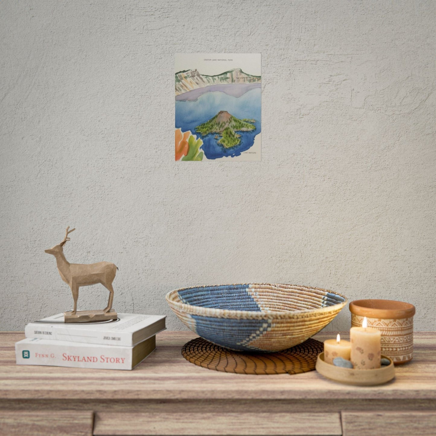 Crater Lake National Park Watercolor Art Print