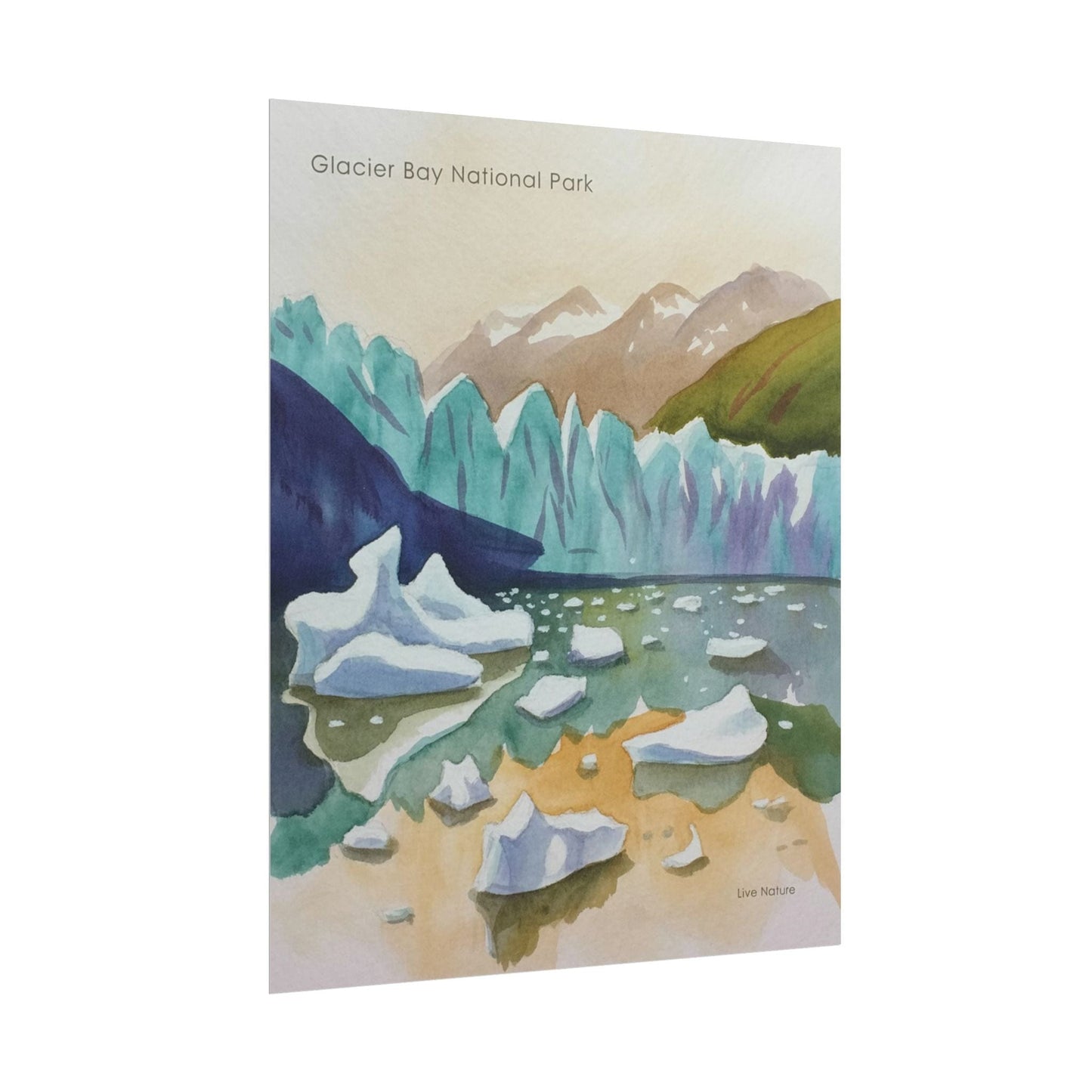 Glacier Bay National Park Watercolor Art Poster