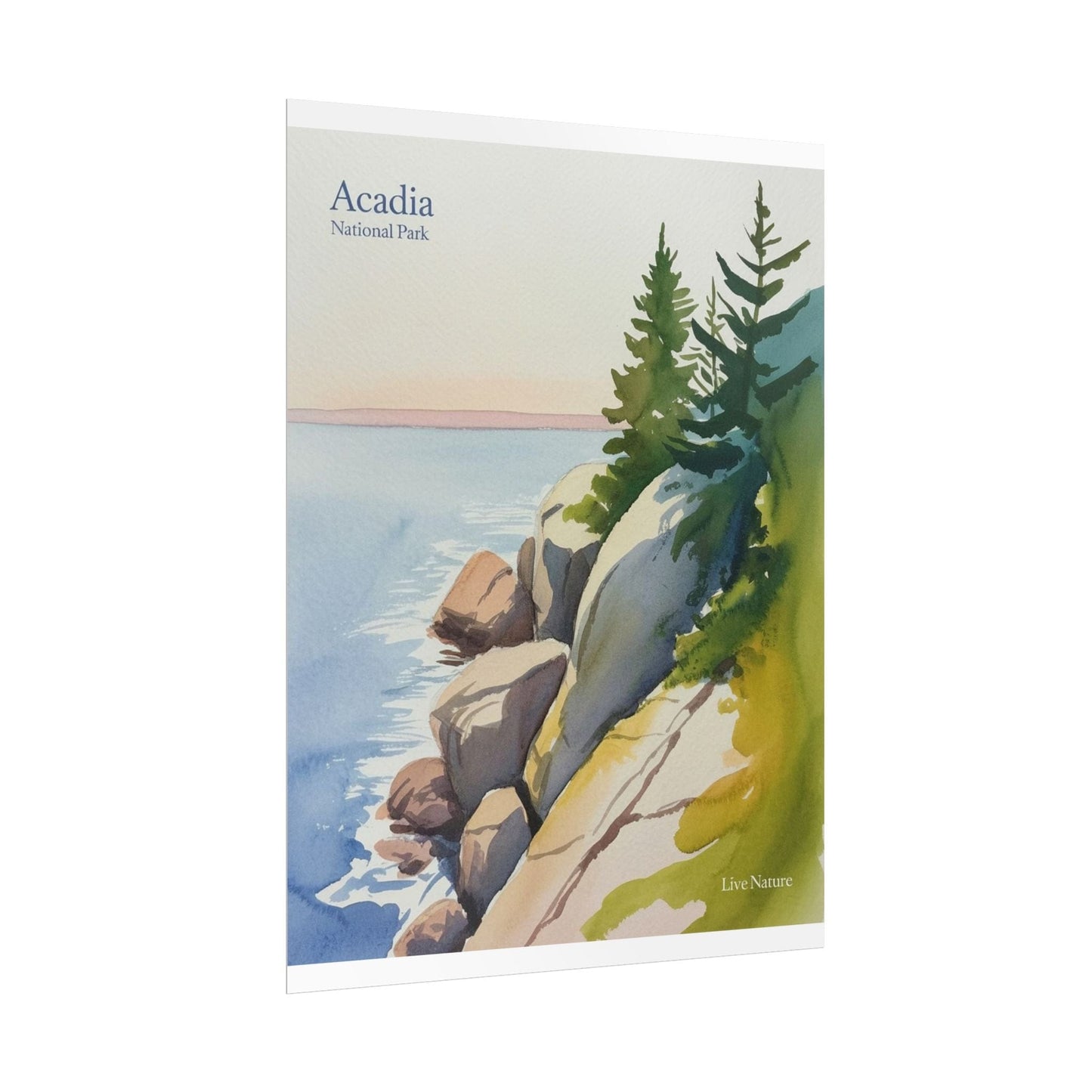 Acadia National Park Coastal Watercolor Art Print