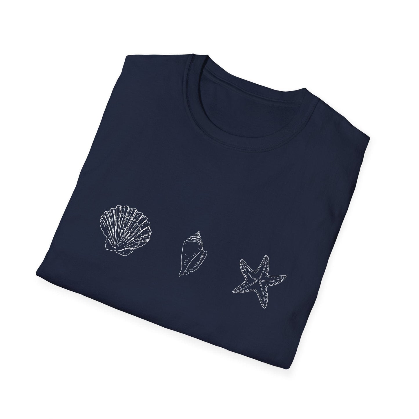 Unisex Softstyle T-Shirt - Sea Shells (Front Only) - Unisex Softstyle T-Shirt (Smart: Original on light)