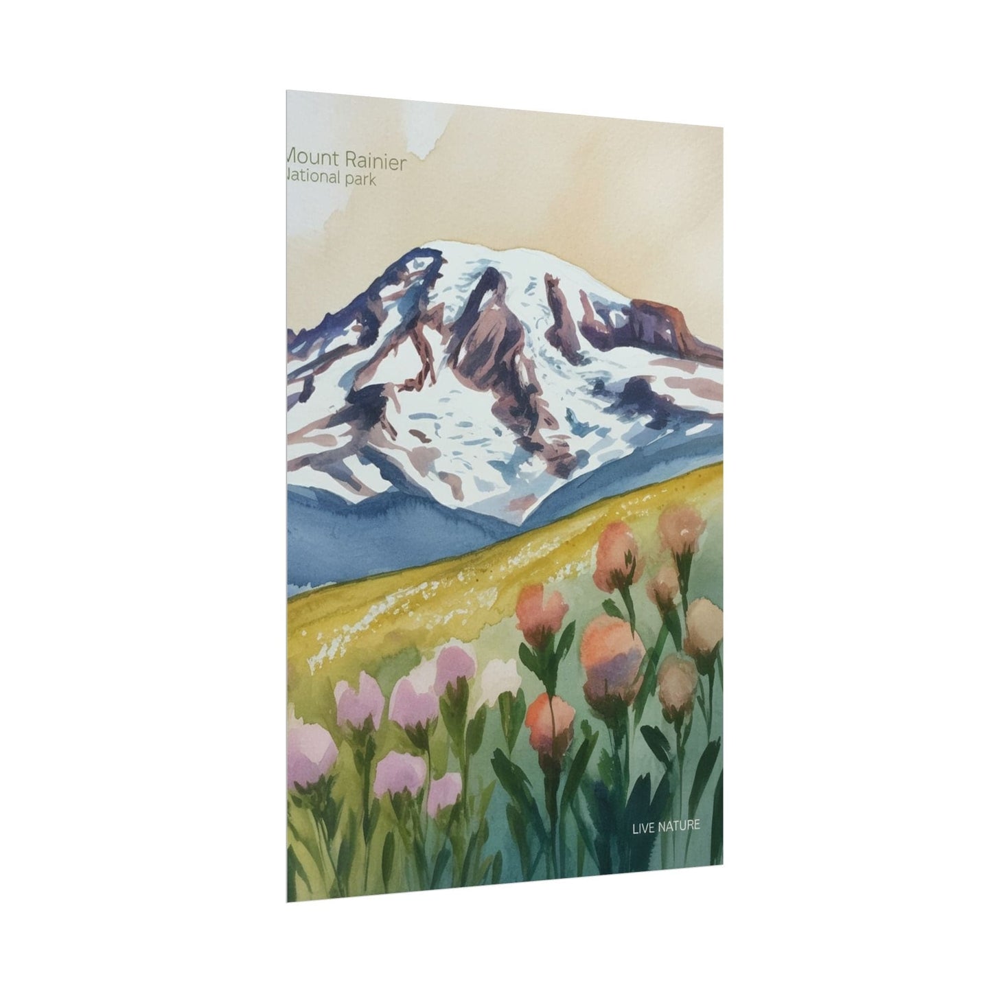 Mount Rainier Wildflowers Watercolor Poster Print