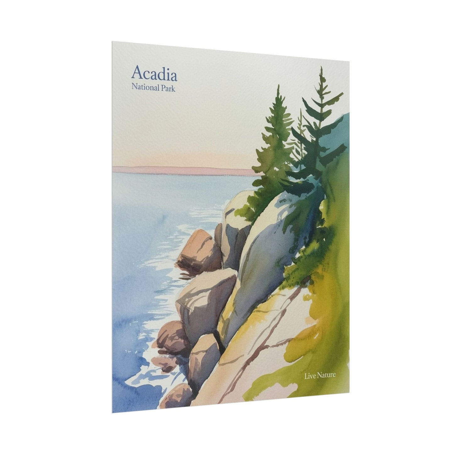 Acadia National Park Coastal Watercolor Art Print