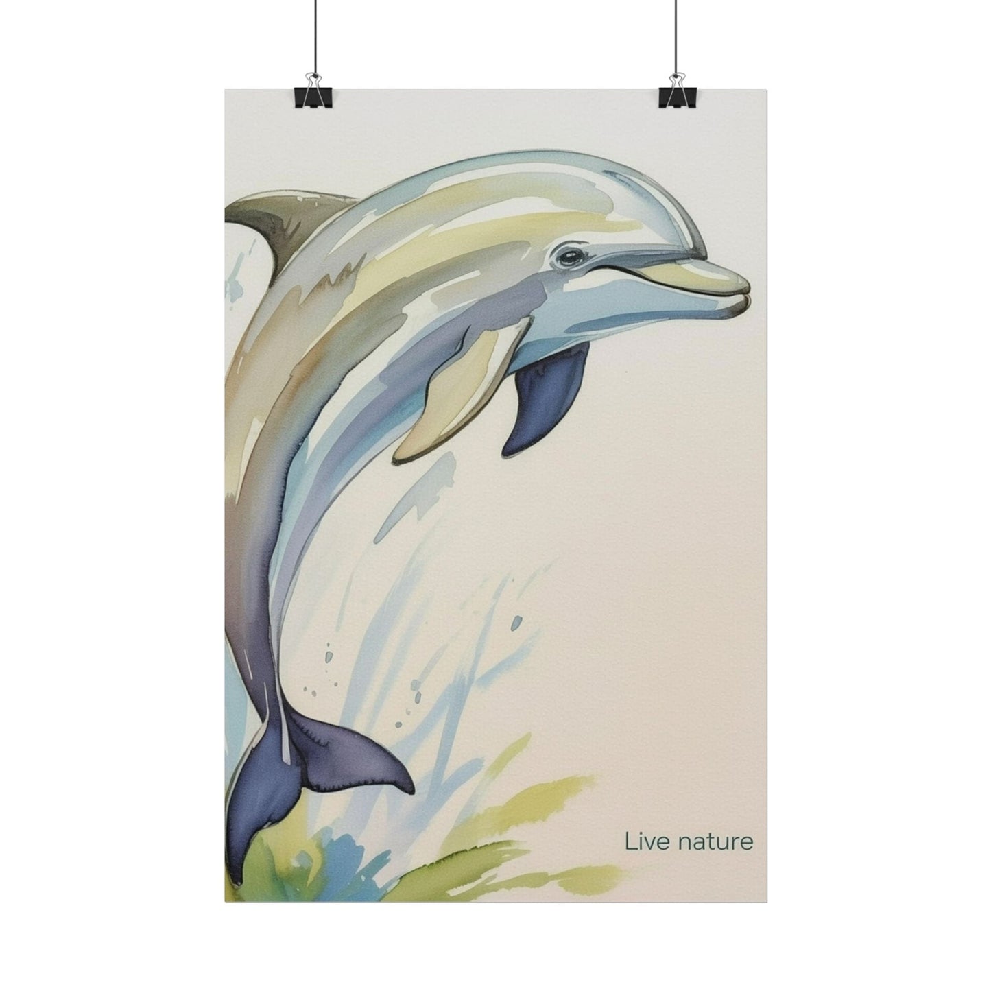 Dolphin Watercolor Art Print - Live Nature Design