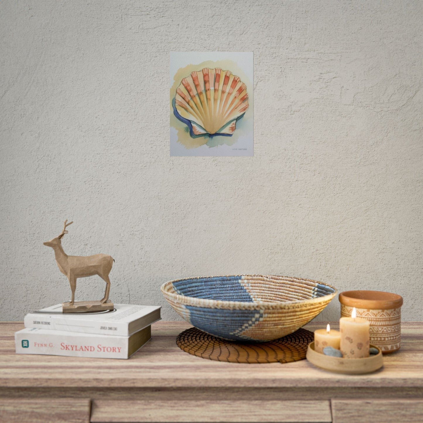 Clam Shell Watercolor Art Print 'Live Nature