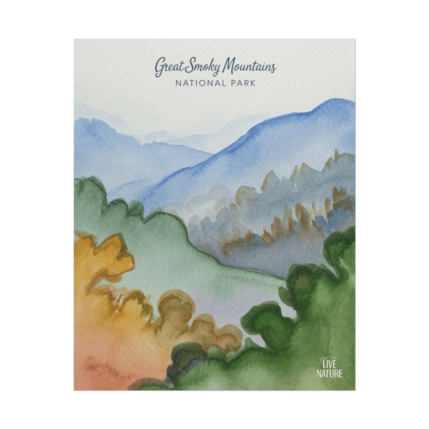 Great Smoky Mountains Watercolor Art Print Poster