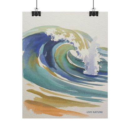 Wave Watercolor Art Print 'Live Nature' Design