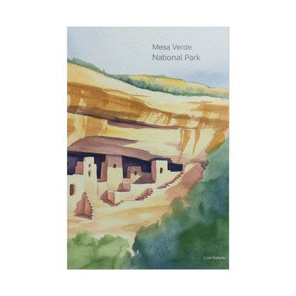 Mesa Verde National Park Cliff Dwellings Watercolor Poster