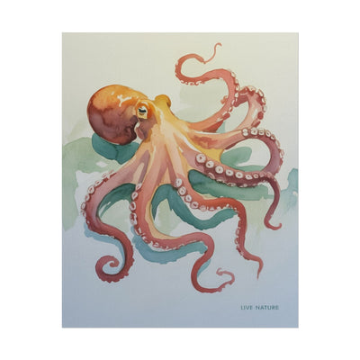 Watercolor Octopus Live Nature Art Print Poster
