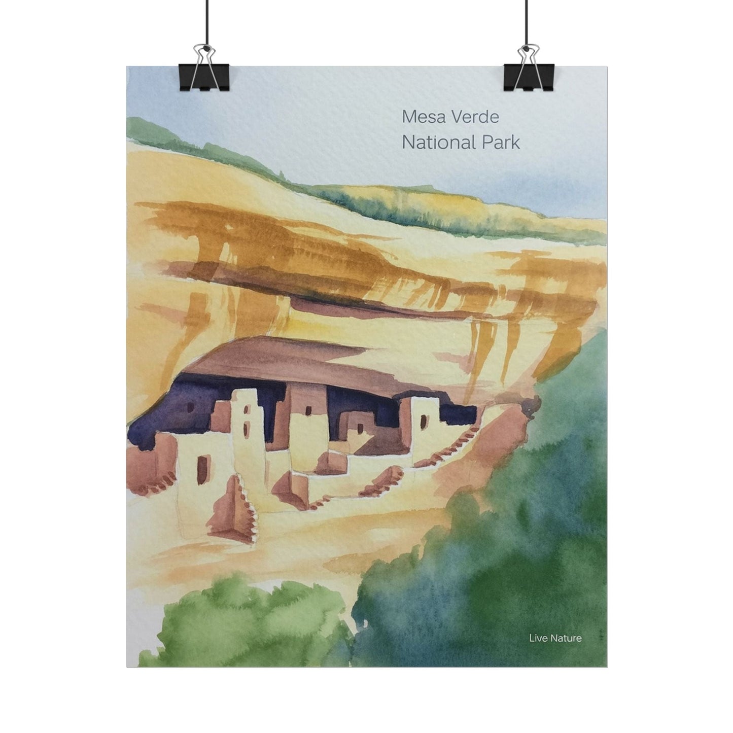Mesa Verde National Park Cliff Dwellings Watercolor Poster