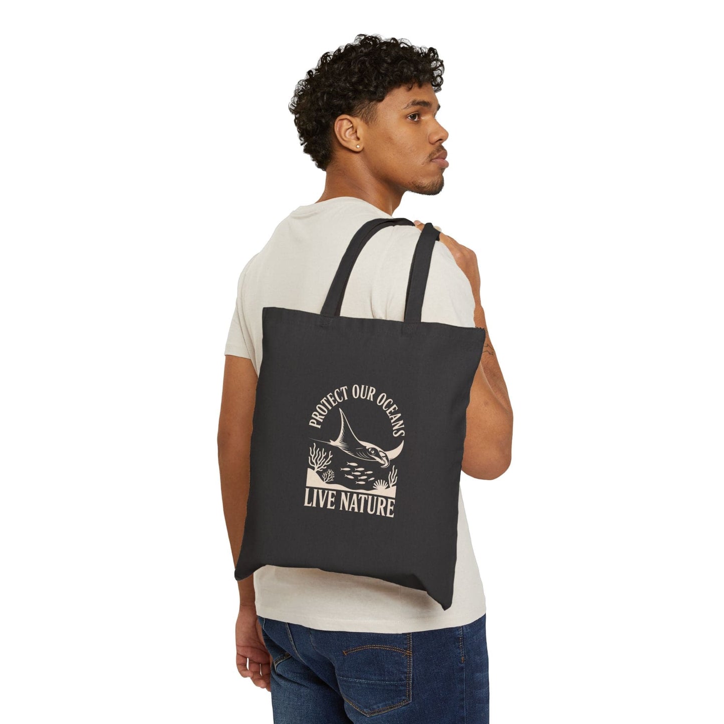 Cotton Canvas Tote Bag - dolphin (Front Only) - Cotton Canvas Tote Bag (Smart: Original on light)