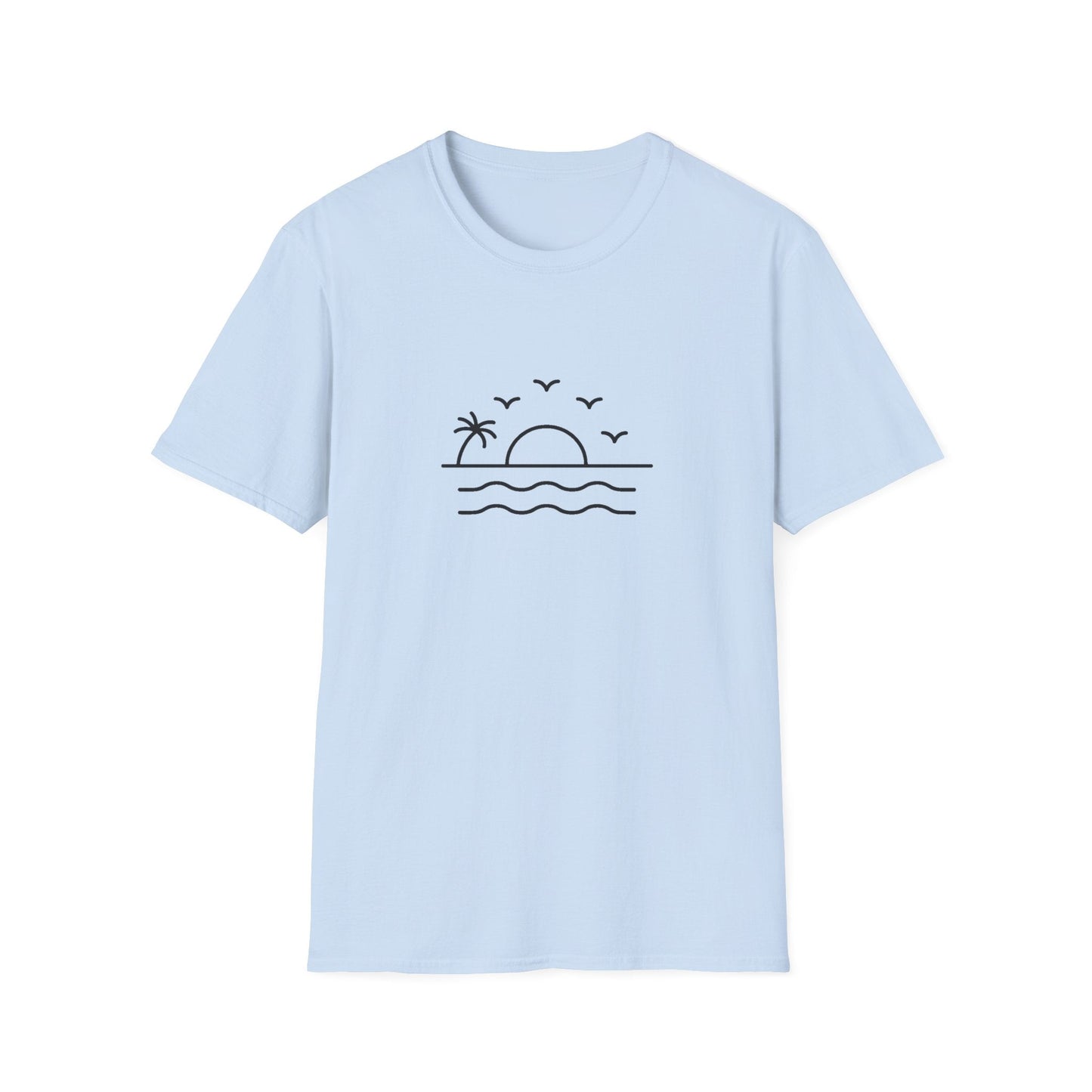 Unisex Softstyle T-Shirt - a-minimalist-line-art-design-of-a-sunset_B9LWPh1YTyuVDYFMKv29bA_oU-NM7WSQjKeT6U6zWky4w (Front Only) - Unisex Softstyle T-Shirt (Smart: Original on light)