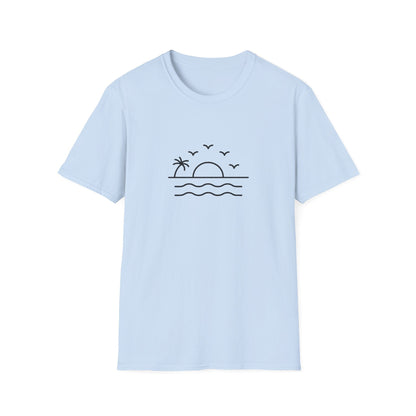 Unisex Softstyle T-Shirt - a-minimalist-line-art-design-of-a-sunset_B9LWPh1YTyuVDYFMKv29bA_oU-NM7WSQjKeT6U6zWky4w (Front Only) - Unisex Softstyle T-Shirt (Smart: Original on light)
