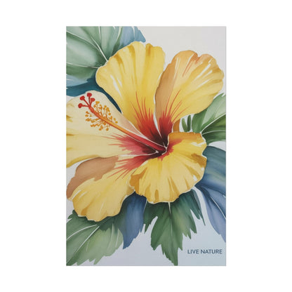 Yellow Hibiscus Watercolor Art Print - Live Nature