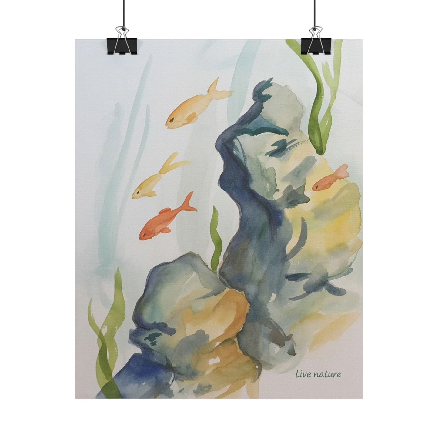 Underwater Reef Scene Watercolor Print 'Live Nature
